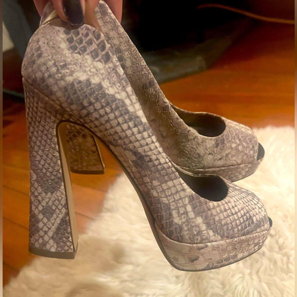 Sam Edelman Genuine Leather Snakeskin Platform Heels